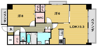 GRANDIOSE|茨木市の賃貸マンション|間取A